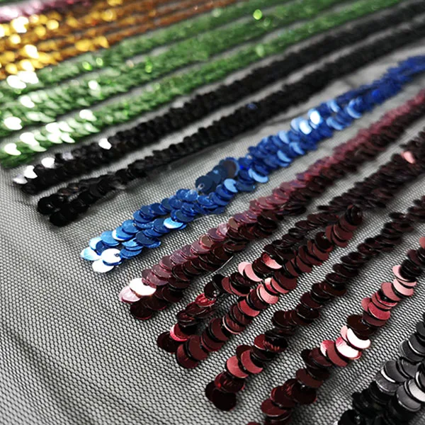 

2019 New Encrypted Multi-color Embroidery Straight Line Striped Sequin Mesh Fabric Dress Skirt Clothing Shoes Bag Sequin Fabric