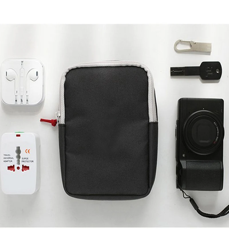 prativerdi Mini Zippered Lock Sqaure Storage Bag Headset box for Earphone Case SD Cards USB Power Bank Charger Travel Organizer7