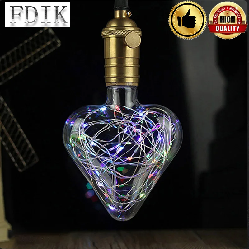 E27 85 265V Праздничная Bulbheart форма Светодиодная лампа RGB Вспышка красный зеленый