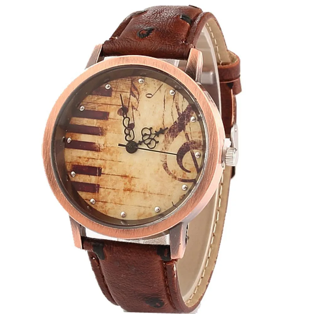 

Women Watches Vintage Design Musical Note Piano Key Pattern Casual Wristwatch for Men and Women Ladies Wrist Watch
