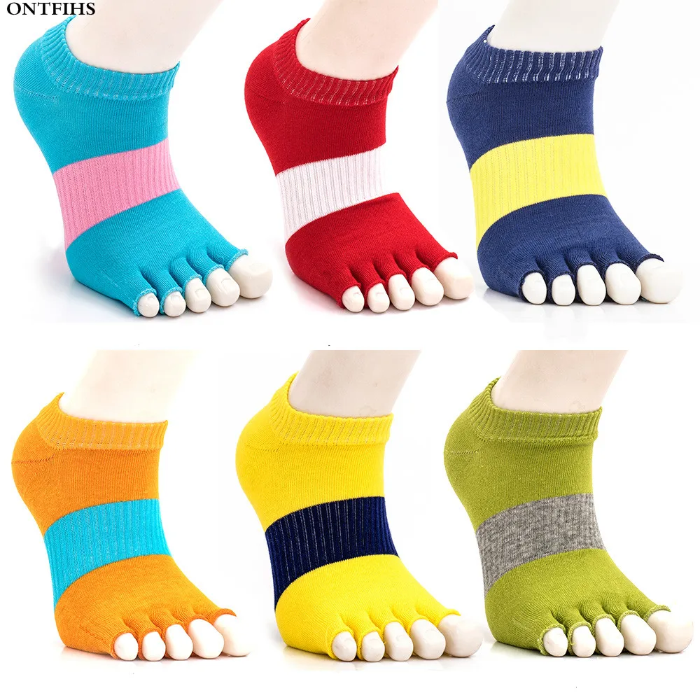 3 pairs ONTFIHS Toe Socks Women Open Toe Non Slip Combed Cotton