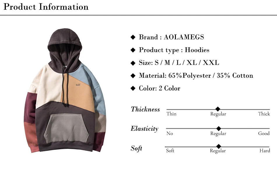 Aolamegs мужские толстовки с контрастной толстовкой с капюшоном, пуловеры, модная мужская толстовка с длинным рукавом, пальто, уличная одежда, S-XXL