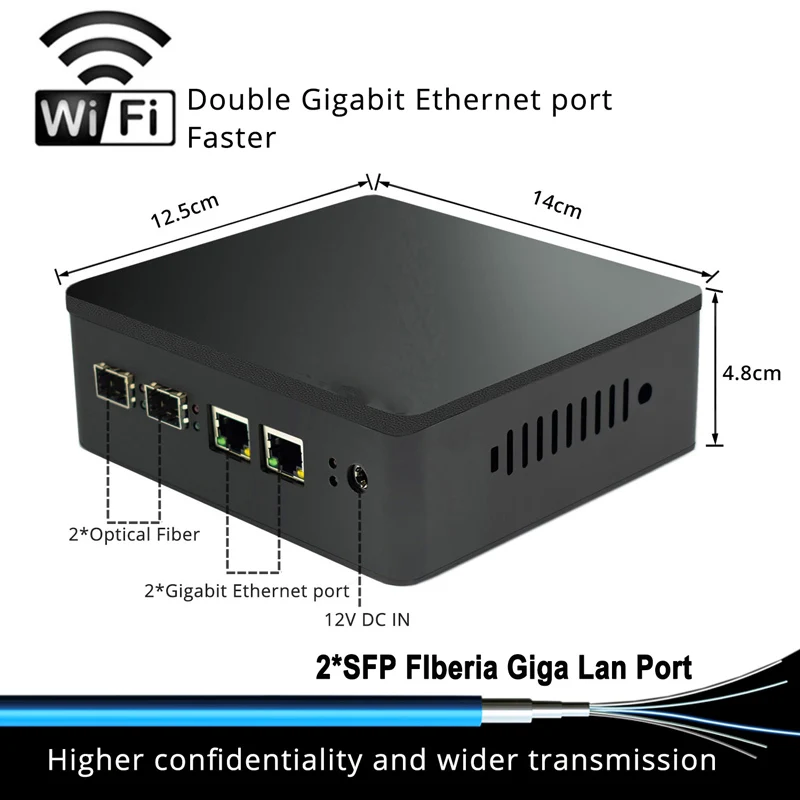 

4 Lan Quad Core Fanless mini pc computer Celeron J1900 windows 7 10 Linux VGA Nettop 2 Optical Fiber port Gigabit Ethernet