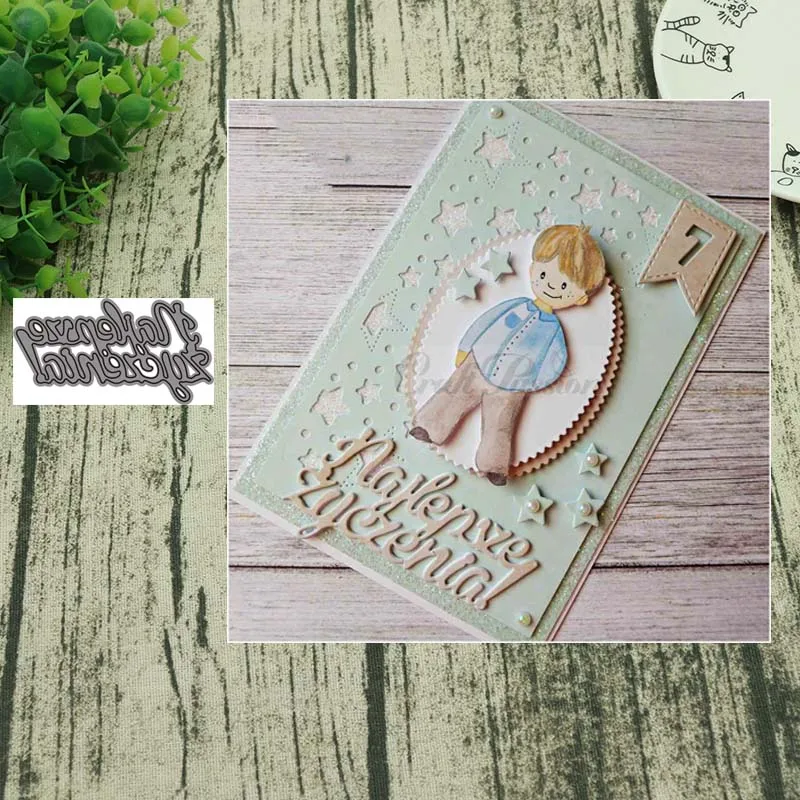 

AddyCraft Polish language blessing Metal Cutting Dies Stencils For DIY Scrapbooking Album Paper Card Decorative Craft Embossing