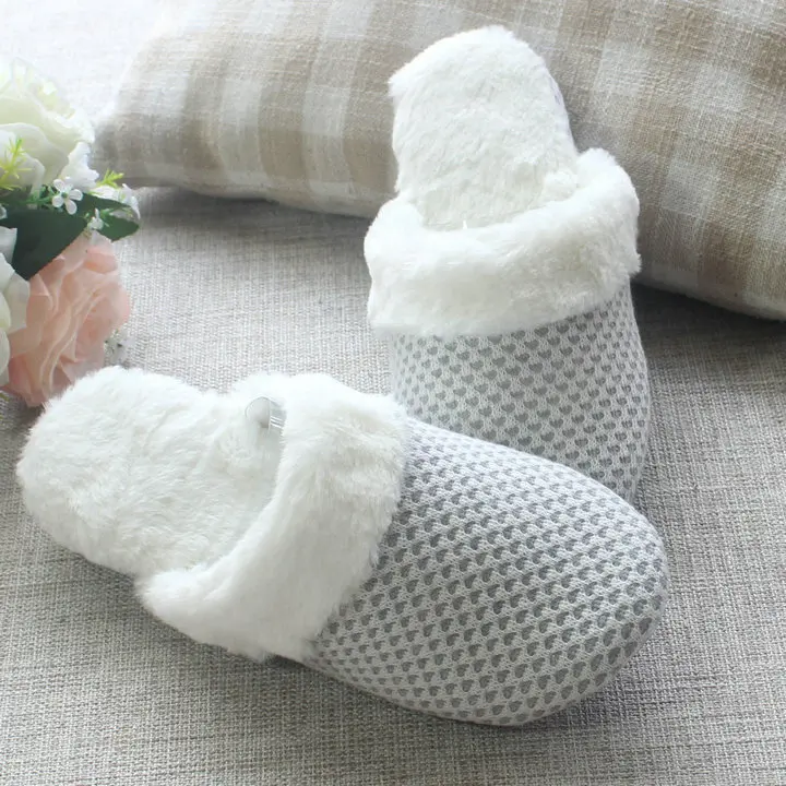 Home Slippers Women Men Plush Slipppers Knit Style Female House Indoor couple Bedroom Floor Slippers Solid Fur for Lovers (6)