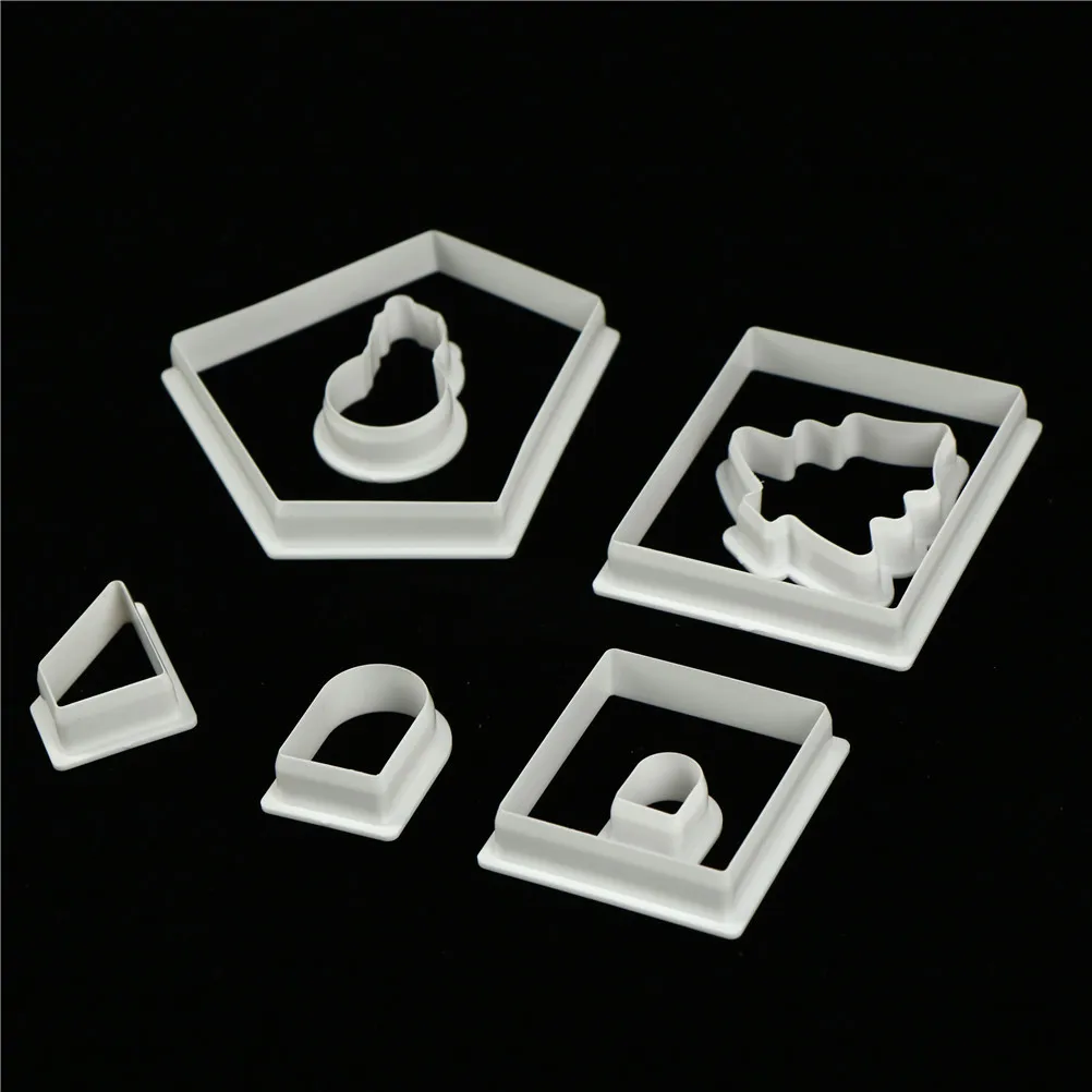 8pcs/set Christmas House Tree Biscuit Mould Plastic Sugarcraft Cookie Cutters Cake Embossing Decor Mold Baking Tool