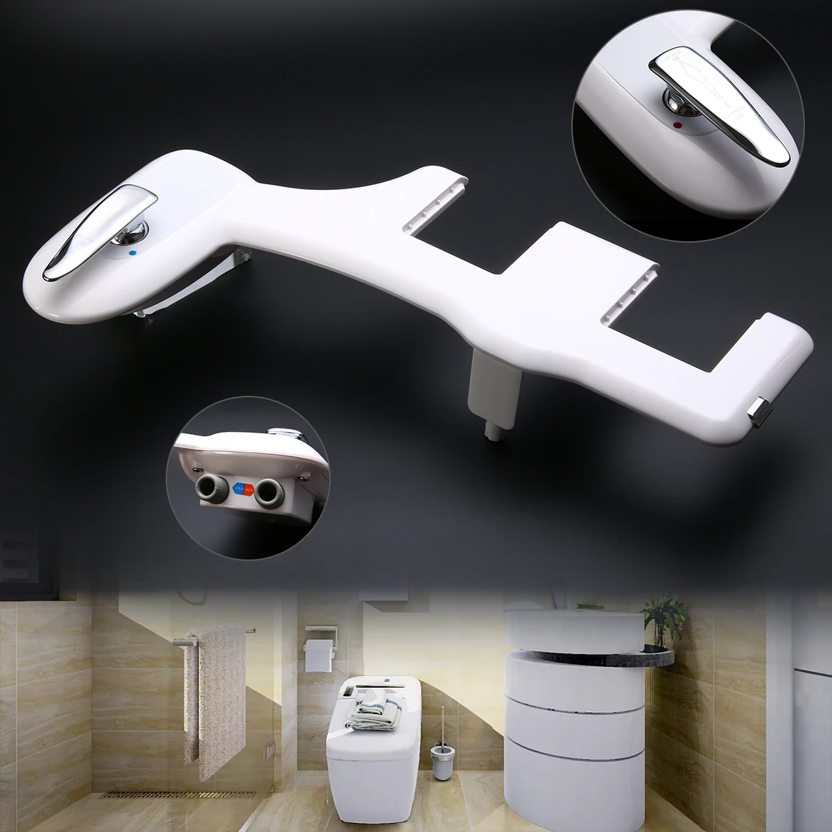 Mayitr 7/8'' And 9/16'' Bathroom Non Electric Bidet Spray Hot / Cold