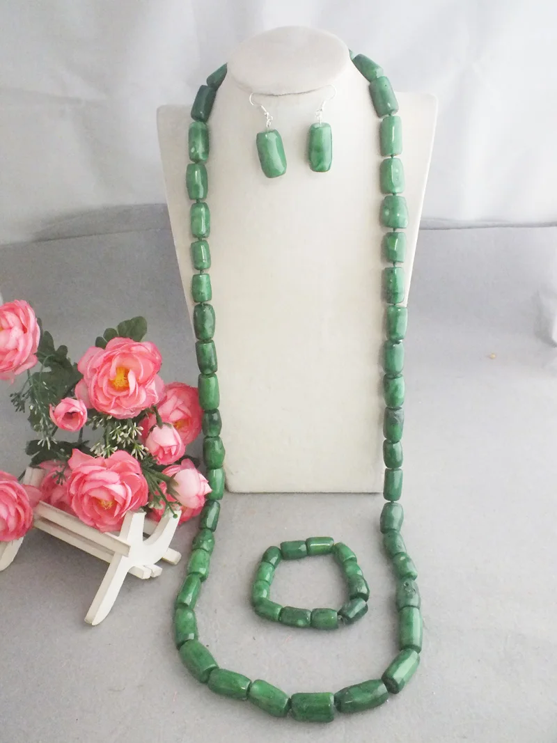 

WHK69 Z-5863 Fashion Wedding Beads Jewelry 40'' Green Coral Men Jewelry