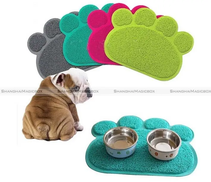 ShanghaiMagicBox Dog Puppy Paw Shape PVC Placemat Pet Cat Dish Bowl