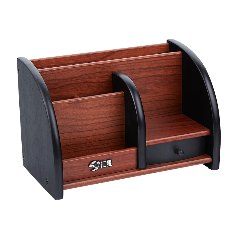 

New Hot Wooden Storage Box Desktop Organizer Remote Controller Holder Office Stationery Pen Pencil holder makeup box