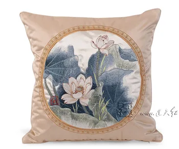 

European Beauty fragrance Lotus Sofa Big back Pillow Embroidery Scenic Bed comfort Cusions Living Decorative car waist cushions