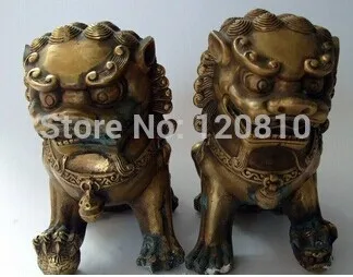 

Rare Old Pair Qing Dynasty copper lion Statue/ Sculpture,best collection