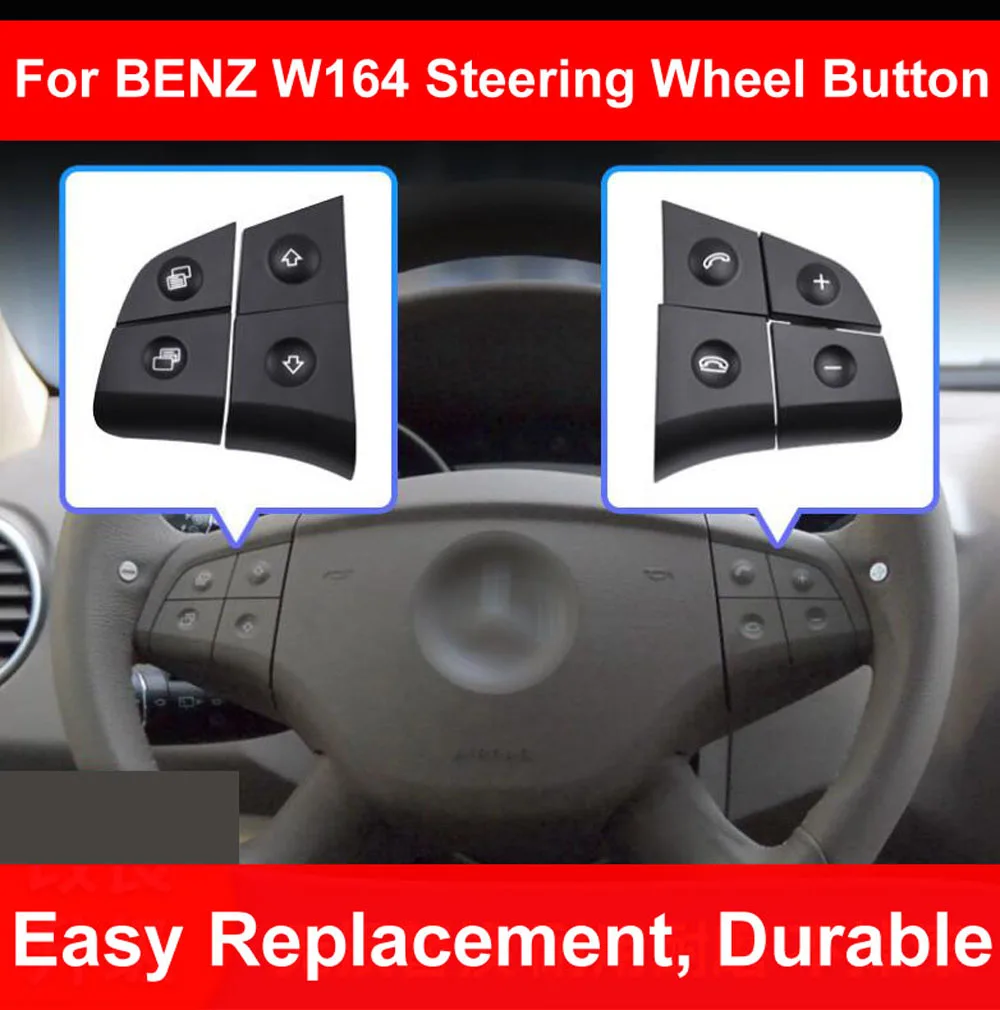 2x LHD RHD Автомобильный многофункциональный рулевого колеса левой и правой кнопки телефона ключ Управление для Benz W164 мл GL300/350/400/450 06-09 черный
