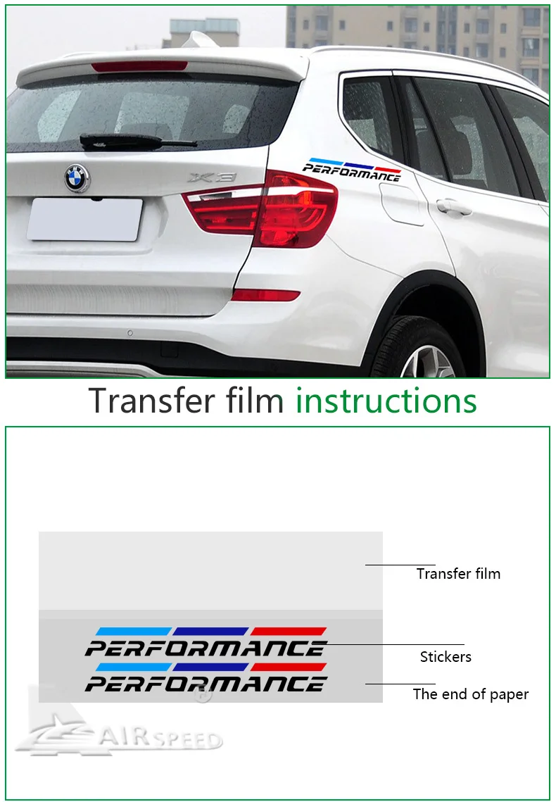 Airspeed Car Stickers M Performance Auto Sticker Rear Side decal Accessories for BMW E46 F30 E90 E60 F20 F10 E36 E39 E87 E70 G30 (8)