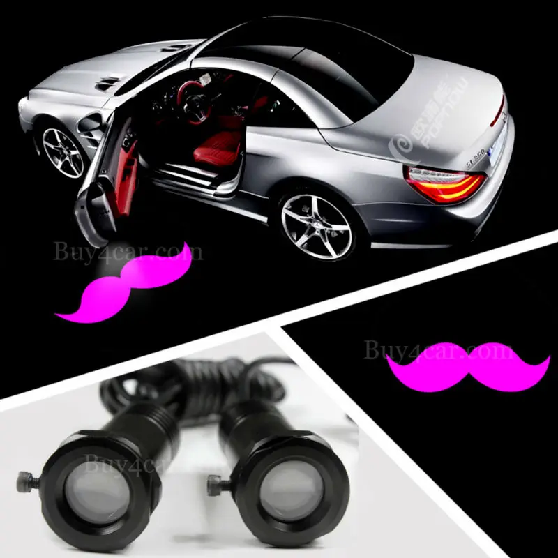 

2 x Gobo Car LED Laser Logo For chaplin moustache pink Film Light Door Welcome Ghost Shadow Projector External Lights #3571