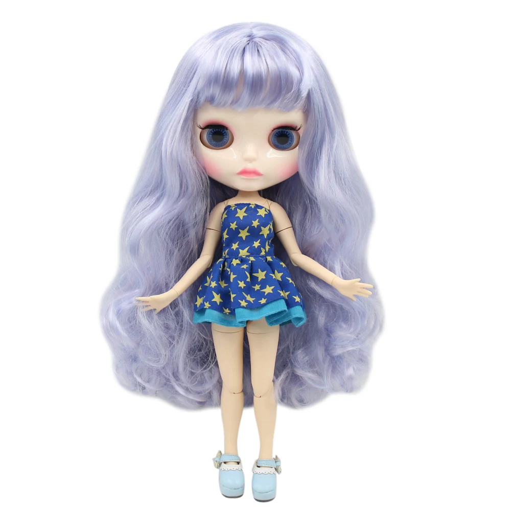 Кукла ICY DBS Blyth синий микс фиолетовые волосы новое блестящее лицо карибы губы