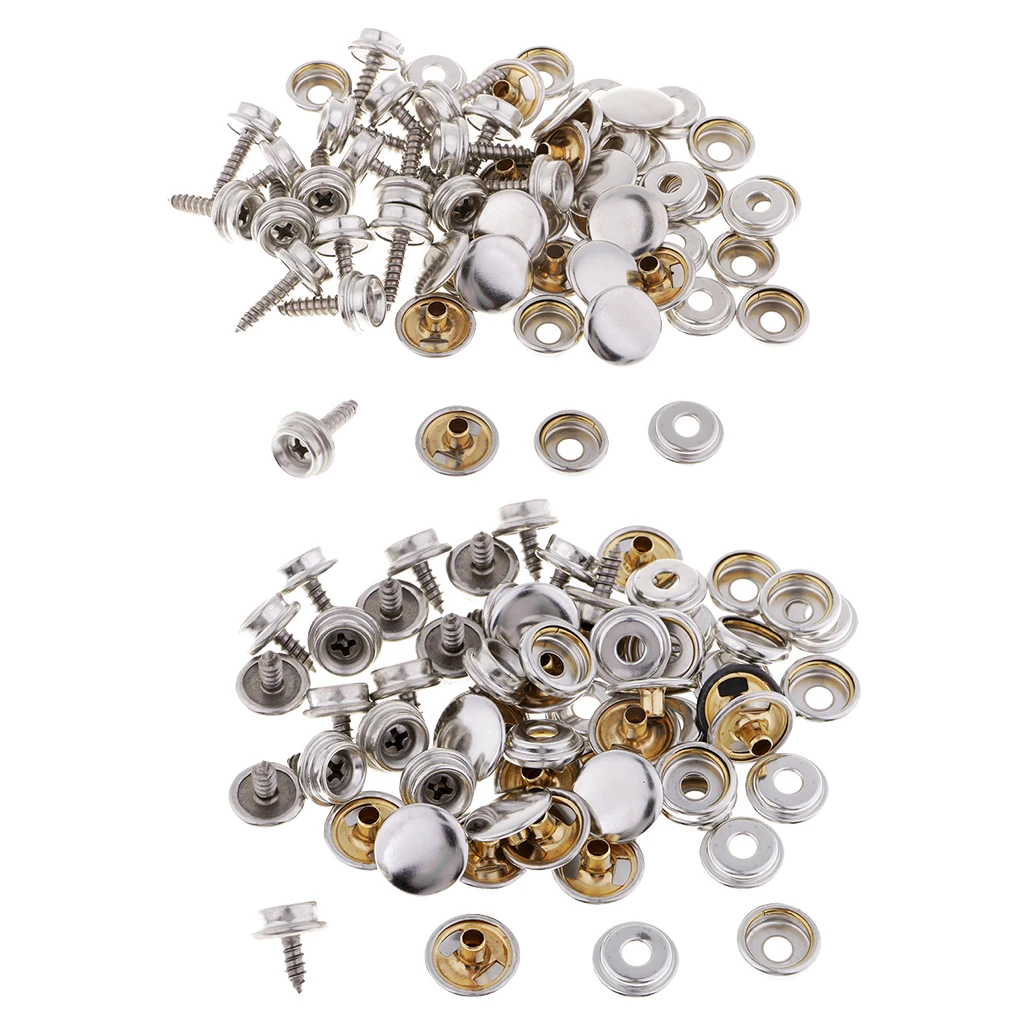 20 Sets Stainless Steel Snap Fastener Screw for Furniture Marine Canvas Tent Boat