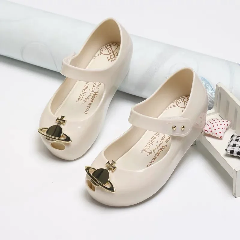 Мини Melissa 3D бант пластиковые сандалии для девочек Детская водонепроницаемая обувь новые сандалии для девочек Нескользящие Детские сандалии для девочек 14-18 см - Цвет: white