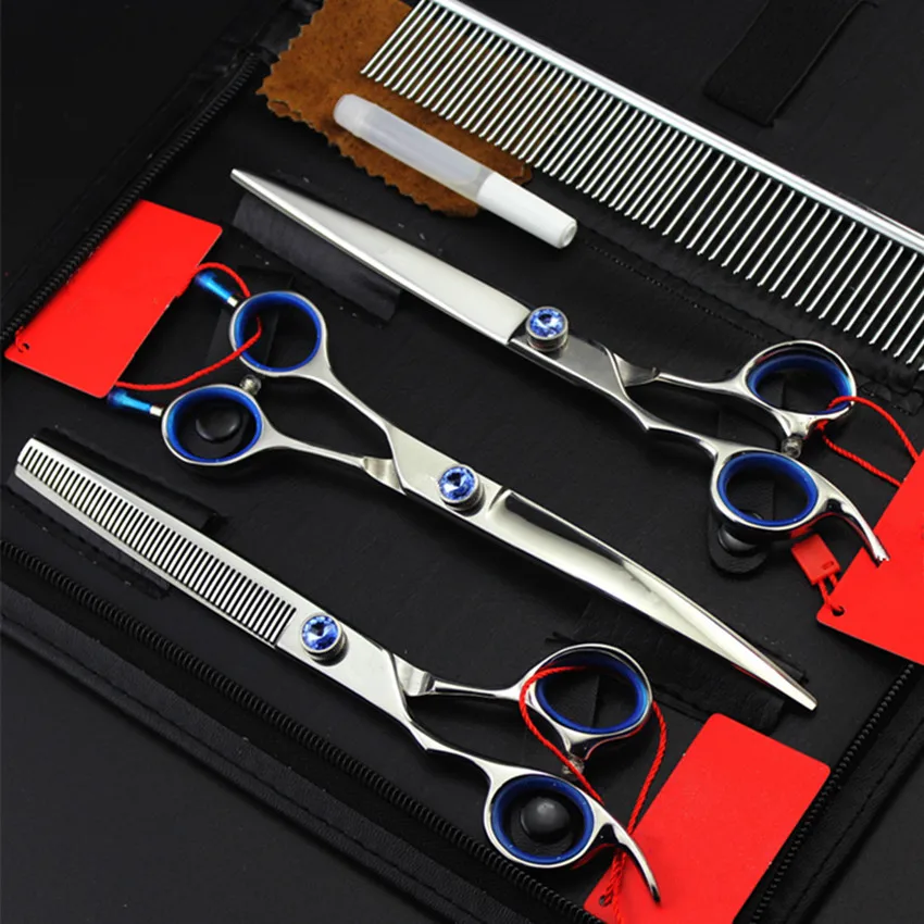 4 kit Professional 440c left hand 7 inch pet dog grooming hair scissors