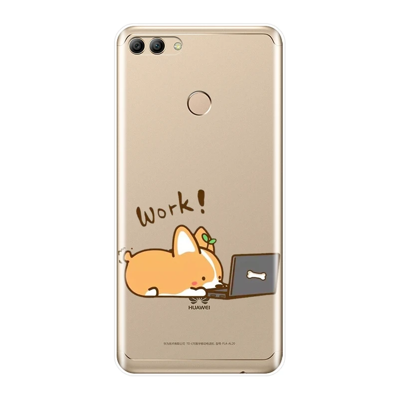 Девушка для huawei Y5 Y6 Y7 Prime 2017 2018 Y9 2019 чехол силиконовый корги милая собака мягкая