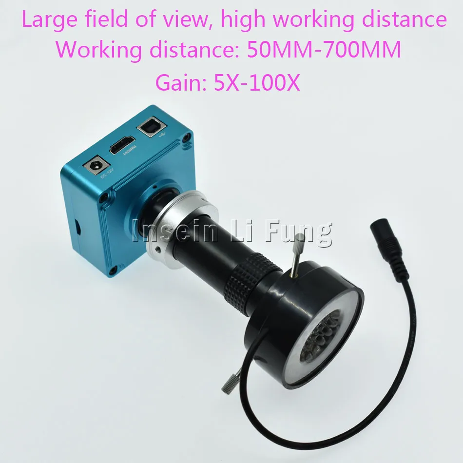 5X-100X Lens LED 28MP 1080P 60fps HDMI USB цифровая промышленность видео широкоформатный микроскоп камера набор TF карта видео рекордер мобильный телефон PCB ремонт - Цвет: 5X-100X Lens LED