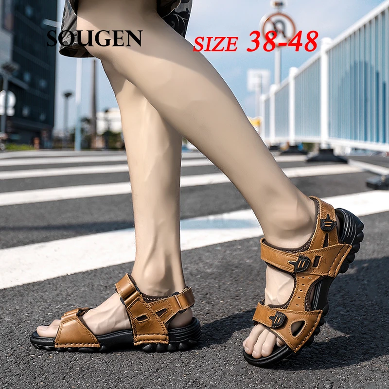 Size38 48 мужские кожаные сандалии удобная обувь для мужчин Летняя мужская взрослых