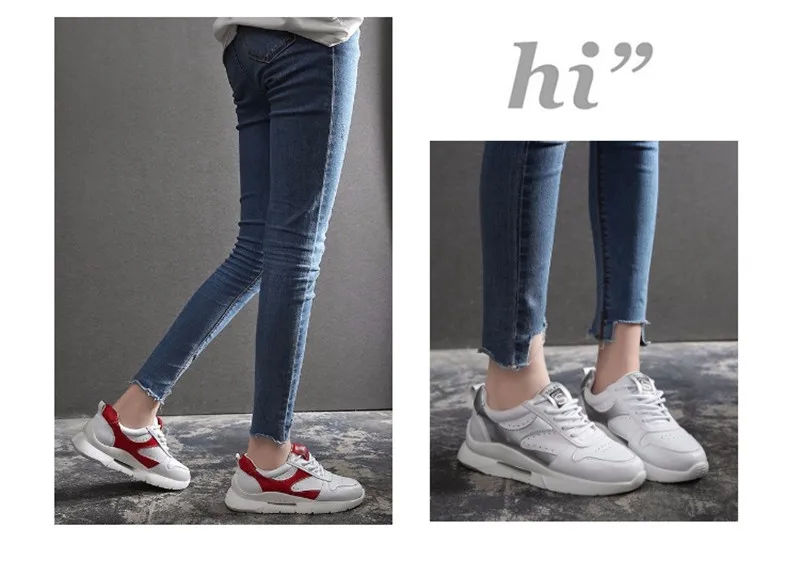 2019 Spring Fashion Brand Casual Shoes Flats Women Platform Dad Shoes Comfortable Woman Sneakers Harajuku Shoes White Silver Red (11)