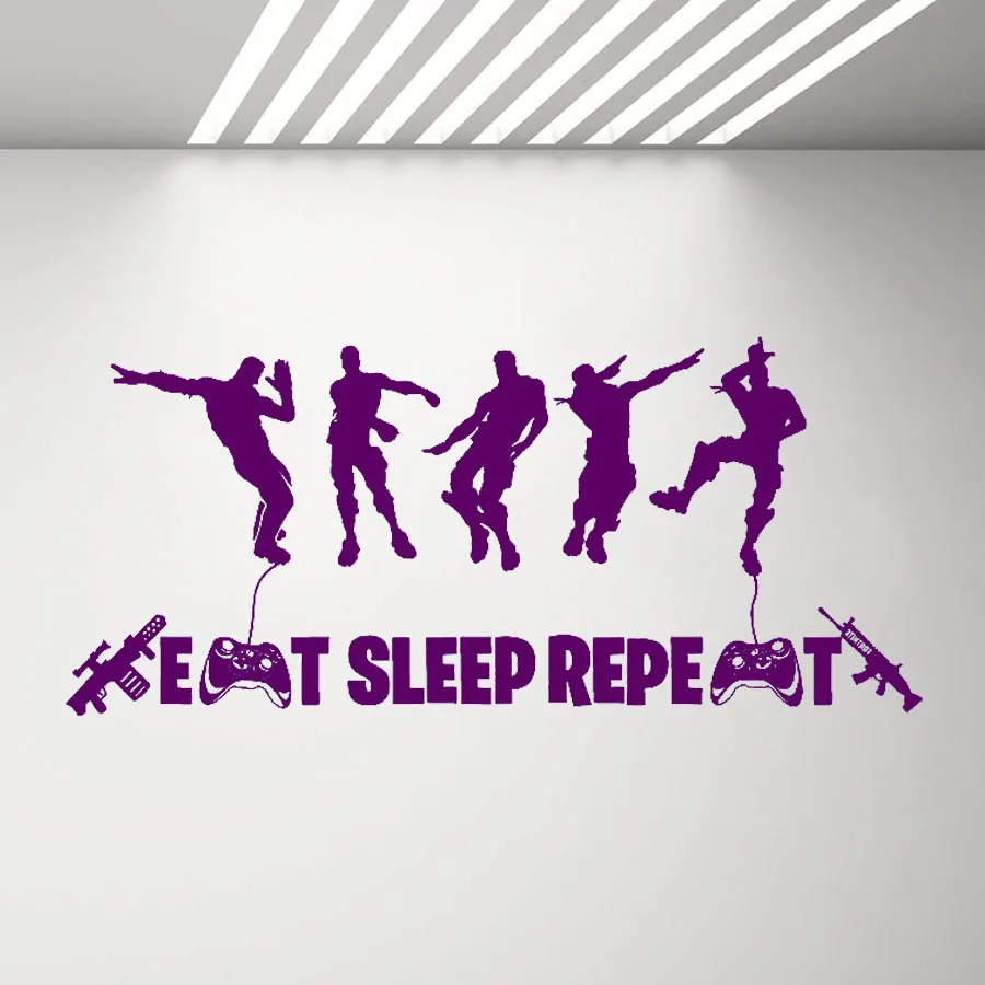 Eat Sleep Repeat X-Box настенное украшение для мальчиков Спальня Floss танцор игра Цитата Наклейка на стену персонаж настенные наклейки с росписью наклейки D894