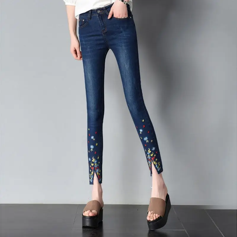 Модные женские туфли женские джинсовые узкие брюки Высокая Талия Джинсы-стретч Slim зауженные джинсы Для женщин повседневные джинсы