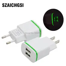 SZAICHGSI 500 шт 5 в 2A умный светодиодный свет 2 порта USB зарядное устройство Быстрый Настенный адаптер Зарядник для iPhone 5 6 7 4 и samsung телефон