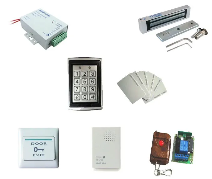 

Access control kit,access control+ power+180kg magnetic lock+remote control +exit button +door bell +10 em cards,sn:em-T6s