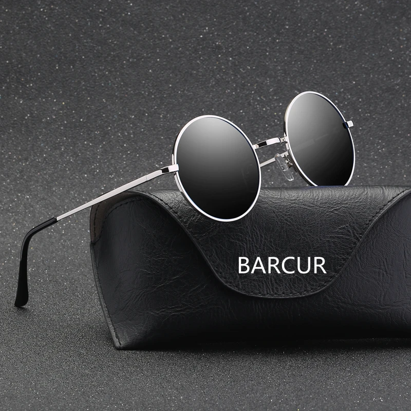 BARCUR Retro Round Glasses Men Women Polarized Glasses