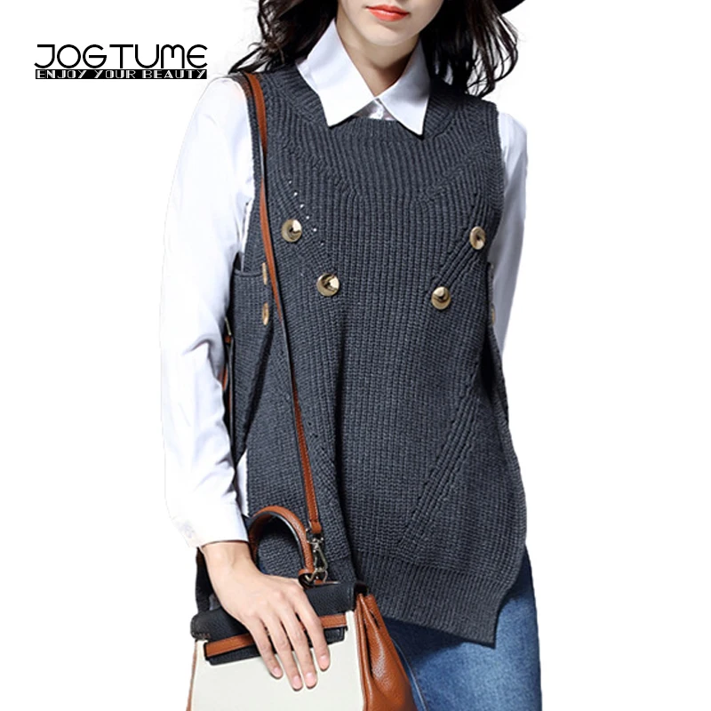 JOGTUME Oversized Sweaters (XL 5XL) Women Sweater Vest 2017 Spring