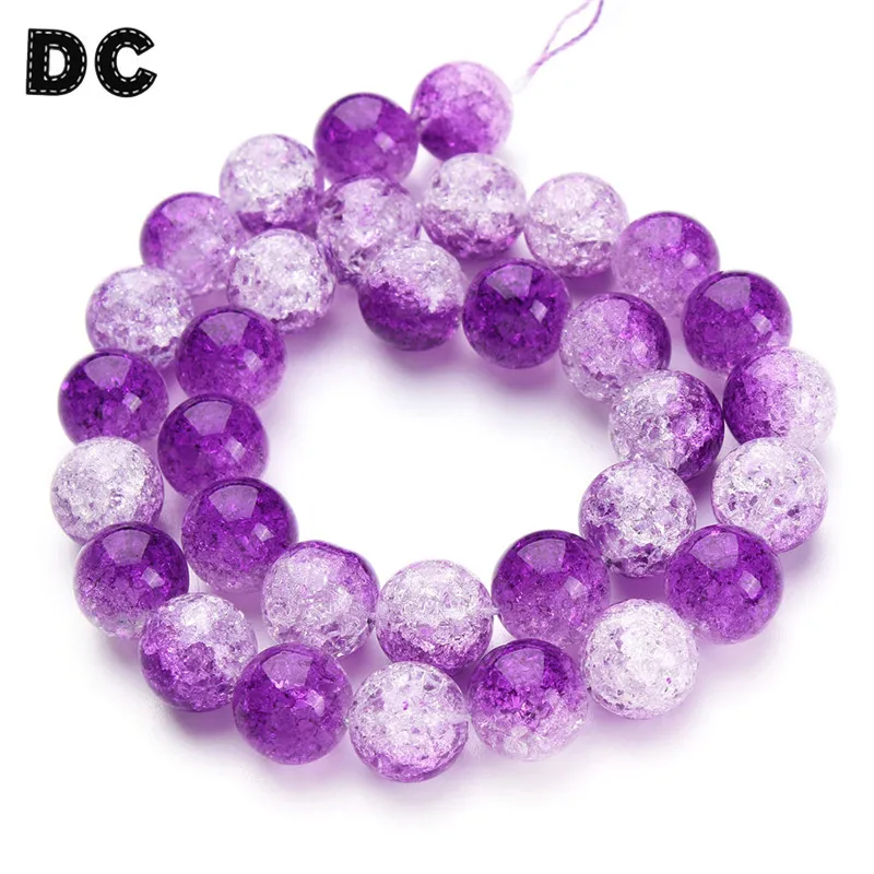 

DC 1Strand/lot 6 8 10 12mm Natural Quartz Flaw Vein Popcorn Cracked Crystal Round Spacer Loose Beads Jewelry Making Findings