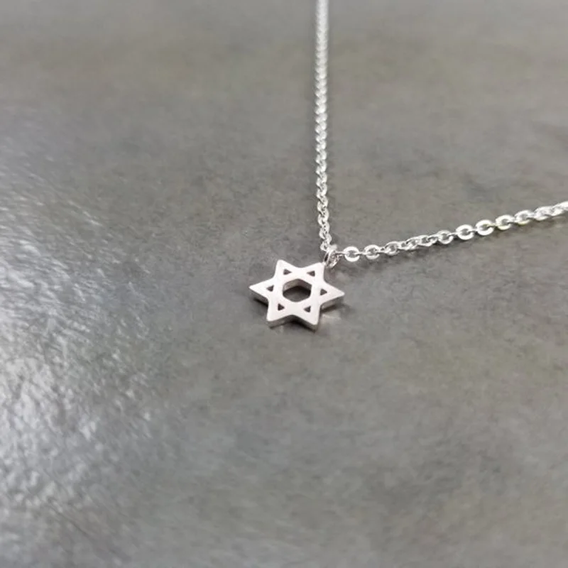 

Small Star Necklaces Pendants For Women Hexagram Jewelry Stainless Steel Chain Star of David Choker Necklace Best Friend Gifts