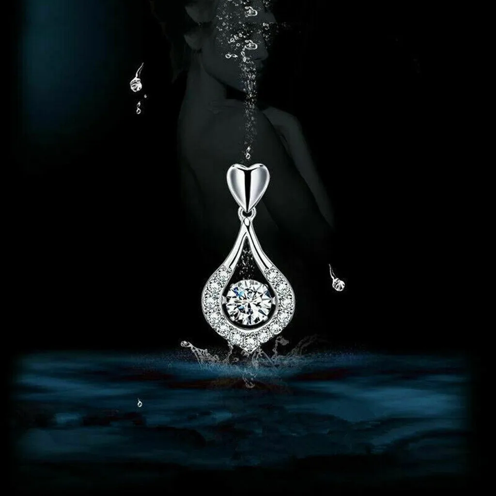 Ожерелье, женское серебряное ожерелье, роскошное мерцающее сердце, капля воды, каменные подвески, ожерелья, модные ювелирные изделия, аксессуары