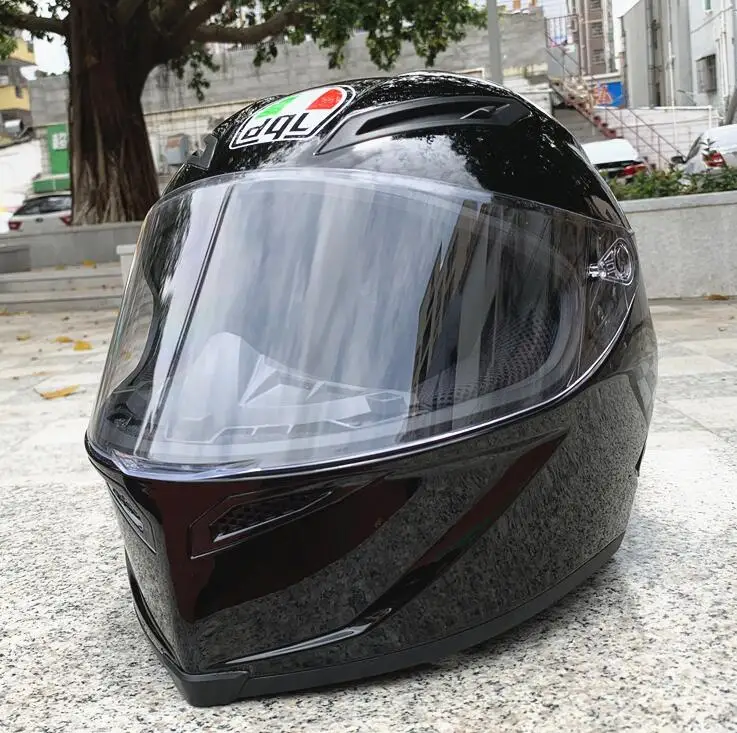 Мотоциклетный шлем с хвостовым хвостом гоночный мотоциклетный шлем для верховой езды мужской чистый черный шлем - Цвет: 1