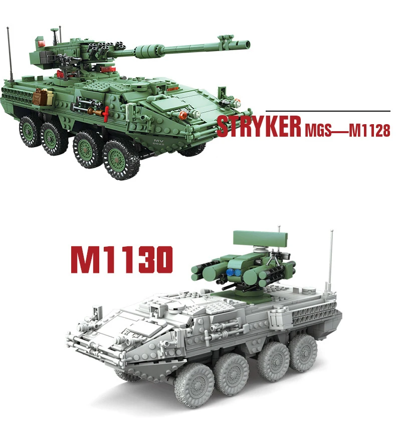 Stryker M1128 Armored Vehicle 3in1 w// Figures Compatible Building Bricks