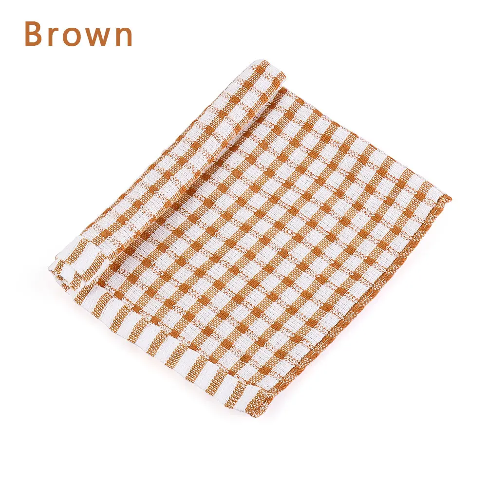 1PC Cleaning Cloth Soft Tea Towels Terry Cotton Kitchen Dish Cloths Clean Microfibre Absorbent Non-stick loth Size 40*27*0.5cm - Цвет: Коричневый