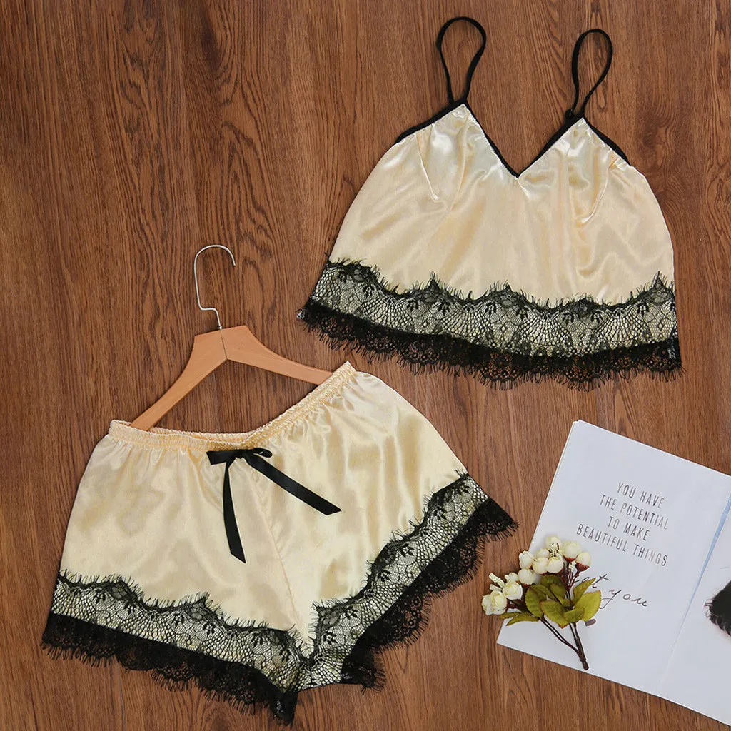 

Silk Lace Nightdress Sexy Lingerie Women Casual Loose Solid Sleeveless Dress Babydoll Nightgown Sleepwear Summer Clothes F610