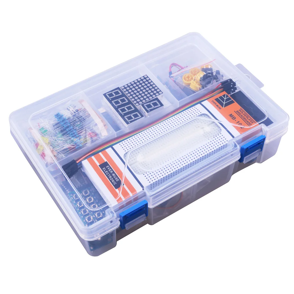 Комплект для arduino uno с mega 2560/lcd1602/HC-SR04/dupont в пластиковой коробке