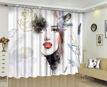 

Western Oil Painting Girls Modern 3D Window Curtains Drapes For Living room Bed room Office Hotel Wall Tapestry Home Decorative