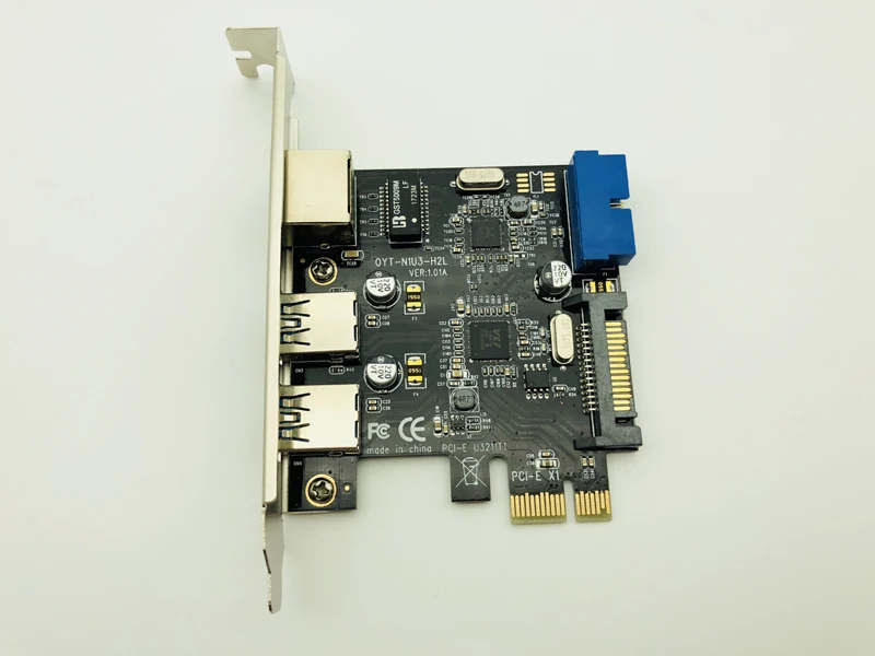 2 портами плата PCI Express USB 3,0+ RJ45 Gigabit Ethernet сетевой спереди Панель с Управление карта адаптера SATA& 20 контактный разъем