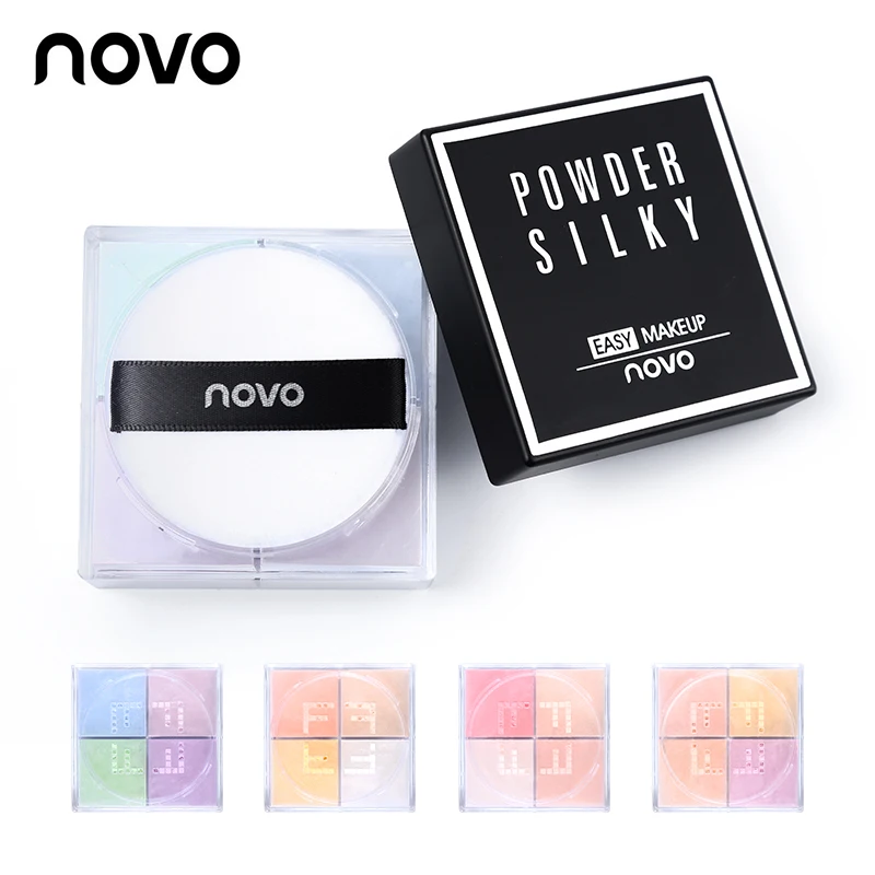 

NOVO Brand Facial Make Up 4 Color Loose Powder Makeup Palette Oil-control Smooth Powder Silky Face Base Brightening Cheek Free