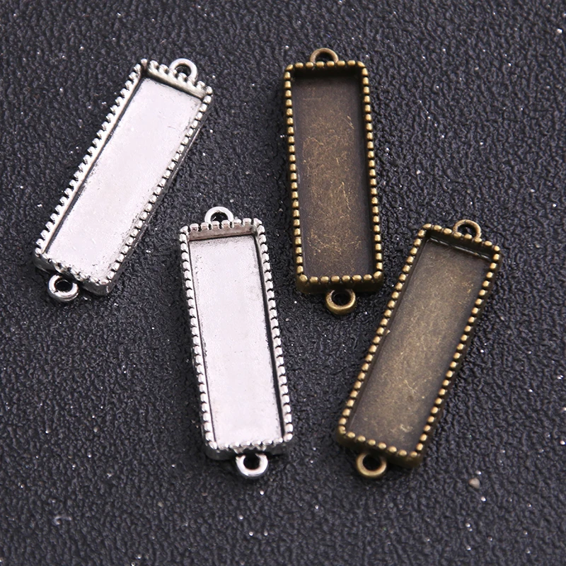 

4pcs 9*30mm Inner Size Antique Bronze/Silver Geometry Style Rectangle Cabochon Base Setting Charms Pendant