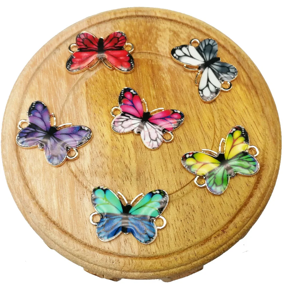 

Cute Gold Metal Enamel Drop Oil Butterfly Connectors for Jewelry Making DIY Accessories Charm Pendant for Bracelet Accessories