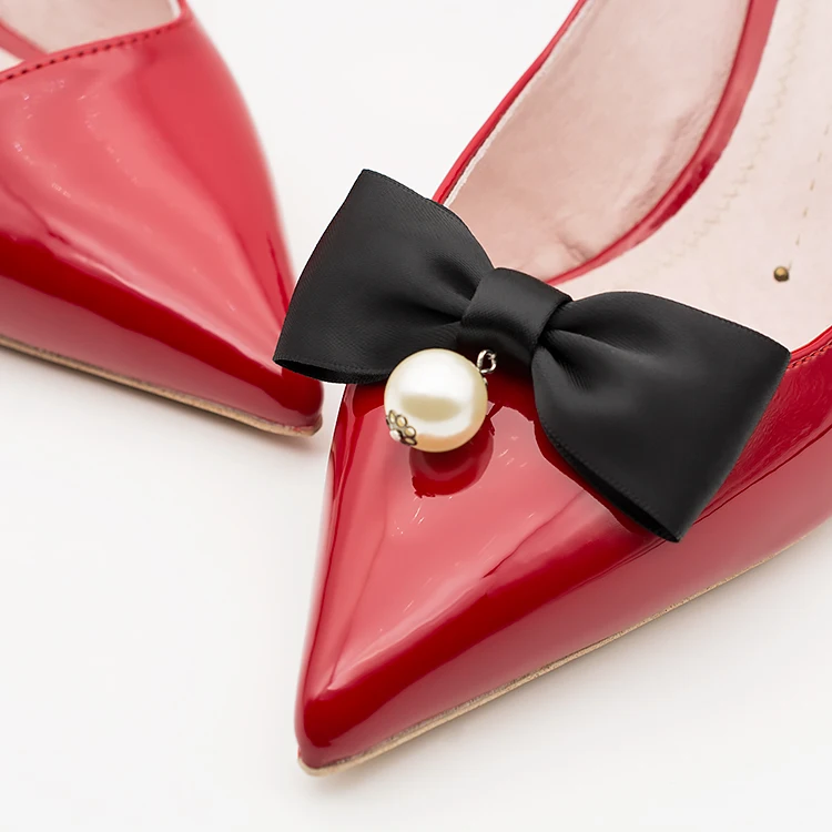 Женская дизайнерская обувь с бантом, украшения для обуви, 5 цветов, для офиса