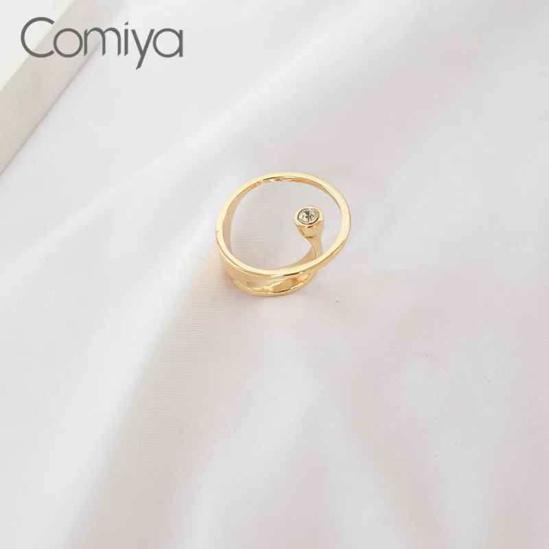 Comiya, Золотое кольцо, Feminino Bijoux Femme, корейское ювелирное изделие, модный круглый круг, цинковый сплав, аксессуары, Кристальные кольца для женщин