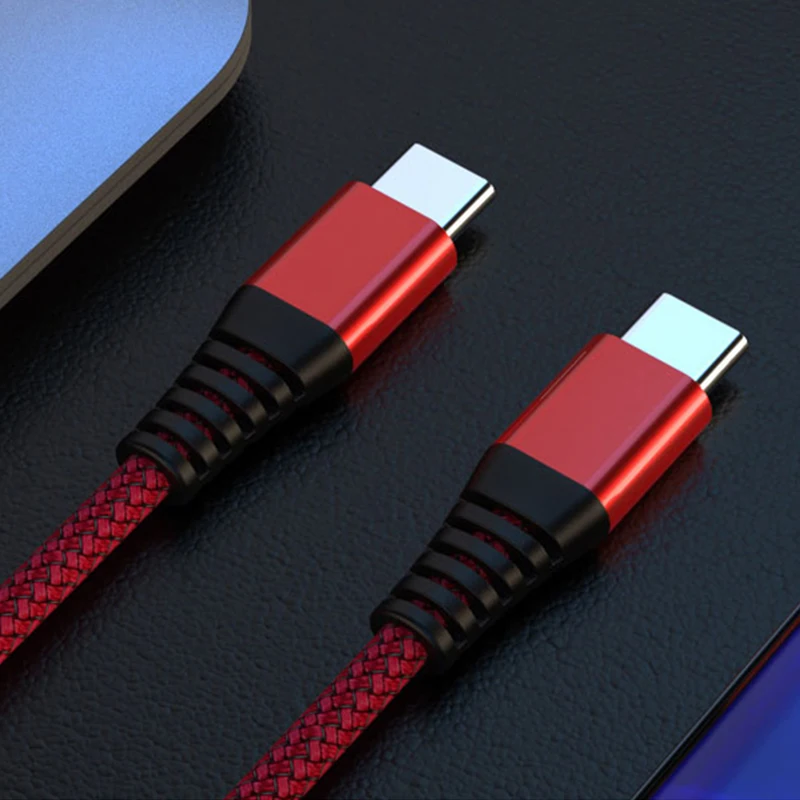 Usb кабель для зарядки 60 Вт type-c линия передачи данных с двойной головкой типа C для мобильного жесткого диска Apple MacBook AirPD huawei Быстрая зарядка - Цвет: Красный