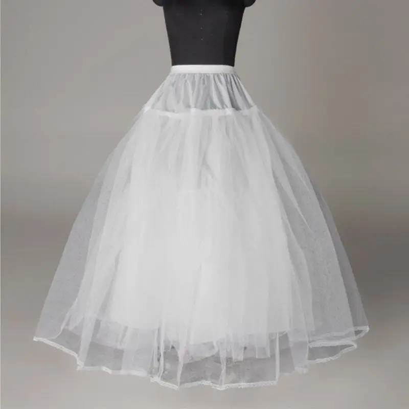 

Women Bridal 3 Hoop A-Line Floor-Length Full Slip Petticoat Ball Gown Two-Layer Elastic Waist Wedding Dress Crinoline Underskirt